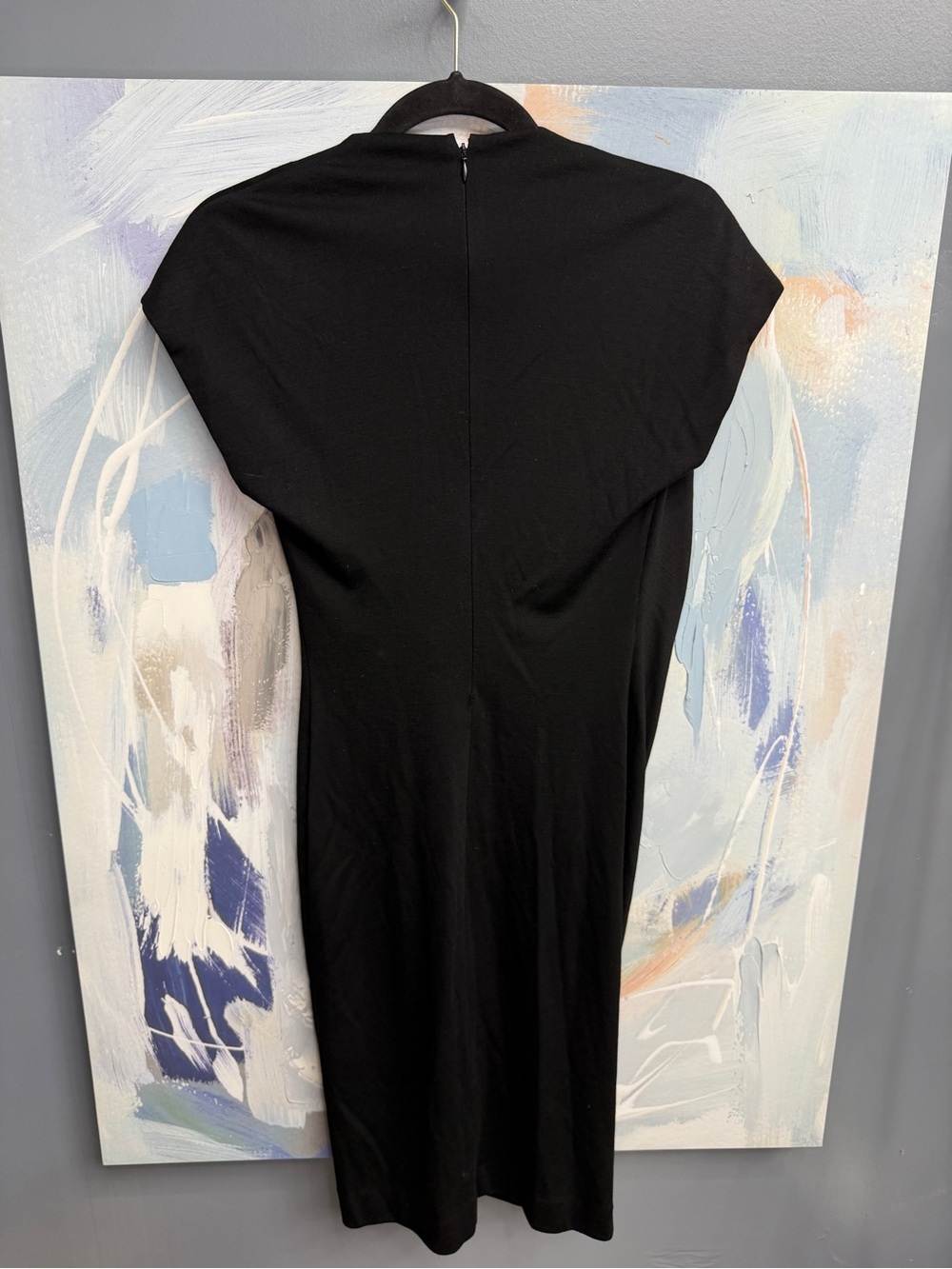 Salvatore Ferragamo Black 100% Wool Faux Wrap Dress Gold Buckle IT 38 Small - Picture 2 of 8